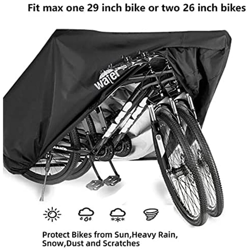 Penutup Sepeda untuk 1 atau 2 Sepeda, 210T Pelindung Penyimpanan Sepeda Luar Ruangan Tahan Air Hujan Matahari UV Penutup Sepeda Tahan Angin