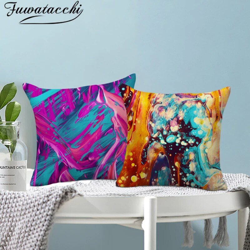 Fuwatacchi Colorful Geometric Sofa Decorative Cushion Cover Pillow Pillowcase Polyester 45cm Throw Pillow Home Decor Pillowcover
