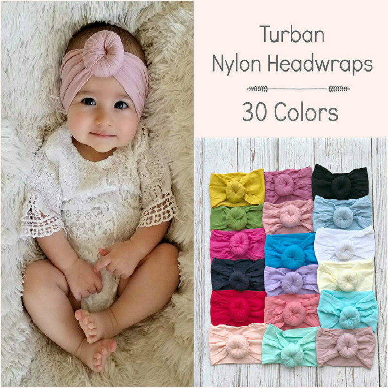 2020 Brand New 0-6Y Newborn Infant Kids Girls Nylon Bow Hairband Headband Stretch Turban Knot Head Wrap Headwear Gifts 21 Colors