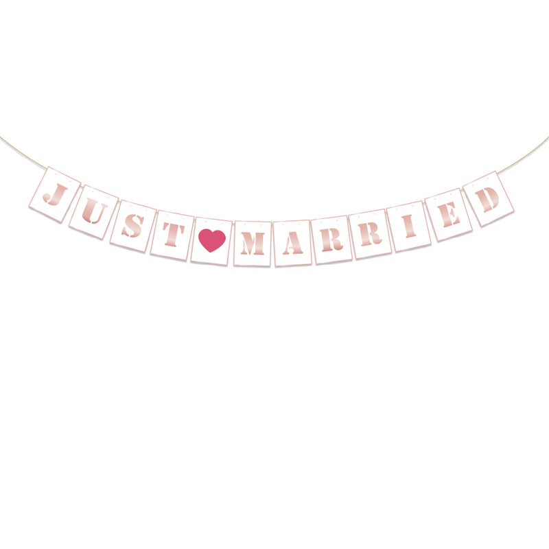 Just Married Wedding Party Decorations DIY Engagement Wall Ceiling Hanging Bunting Party Supplies