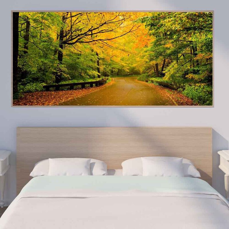 Pintura al óleo de paisaje, arte de carretera de otoño hermoso, lienzo, sala de estar, pasillo, oficina, decoración del hogar, mural