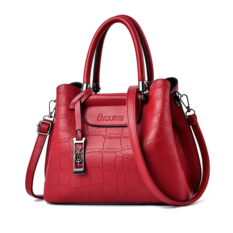Large Capacity Tote Bag Fashion Brand Women's Handbag PU Leather Ladies Top-Handle Bag Pure Color Crossbody Shoulder Bags