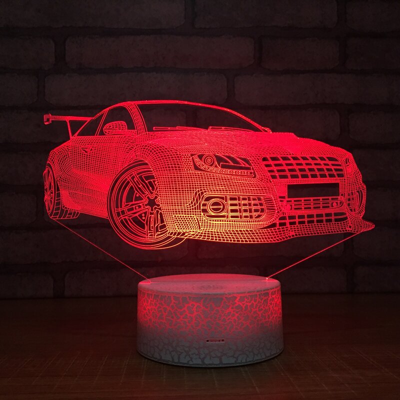 Coche 3D Lámpara USB LED de luz de noche USB 7 cambio de Color remoto regalos de los niños casa dormitorio escritorio aparte de dormir Decoración
