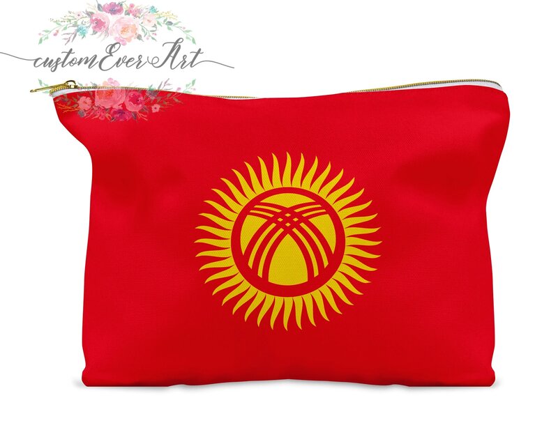 Quirguistão saco cosmético personalizado saco de maquiagem pequeno saco de cosméticos saco de higiene pessoal bolsa com zíper presente da dama de honra