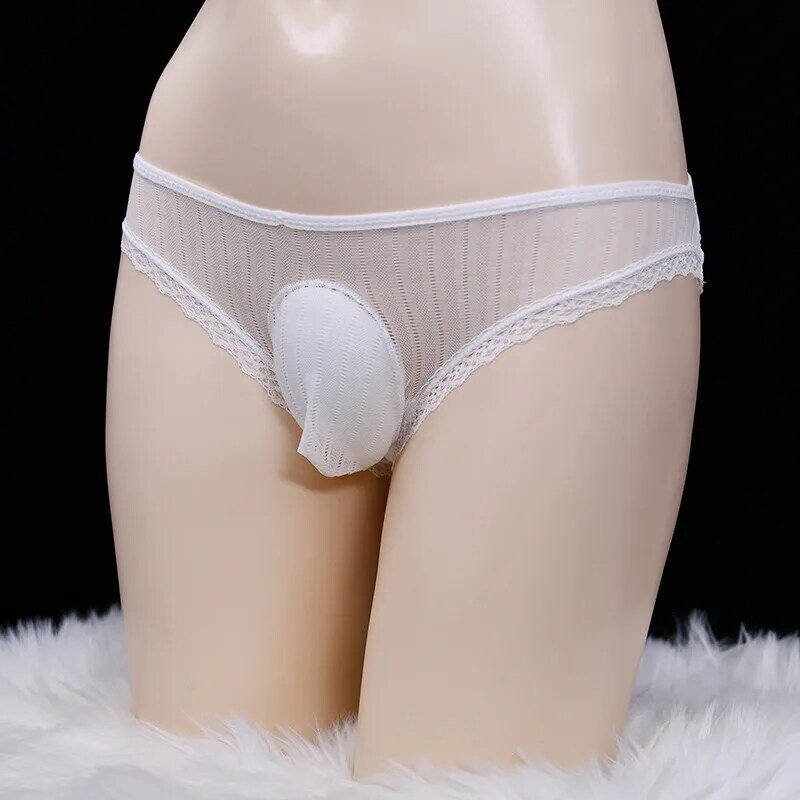 Cuecas sensuais de renda erótica masculina 2021, cueca fina stirp, lingerie transparente e suave, roupa íntima