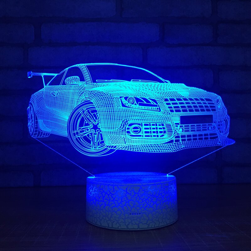Car 3D Lamp LED USB Fashion USB Night Light 7 Color Changing Touch Remote  Kids Gifts Home Bedroom Desk Beside Sleeping Decor