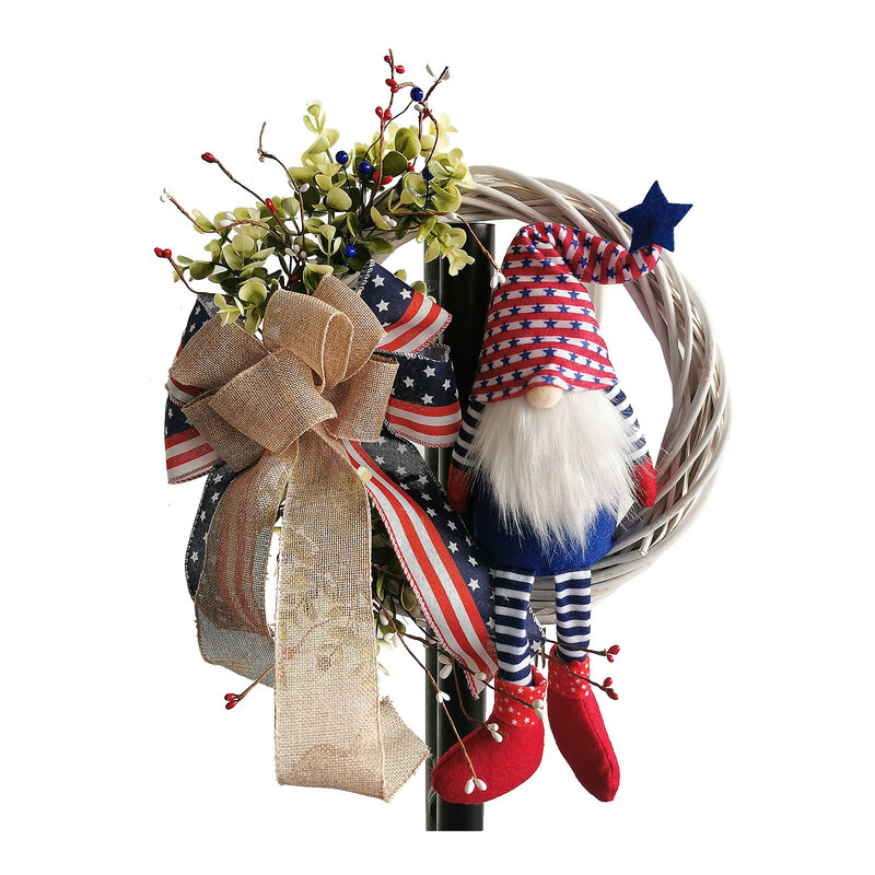 Coroa de flores patriótica bandeira patriótica americana coroa de flores poli, memorial day wreat decoração de habitação