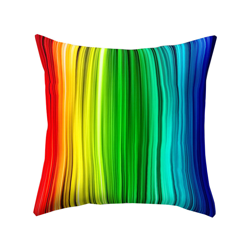 Funda de almohada de arcoíris, 45x45cm, coloridas, geométricas, decoración del hogar para coche, sofá, funda de almohada