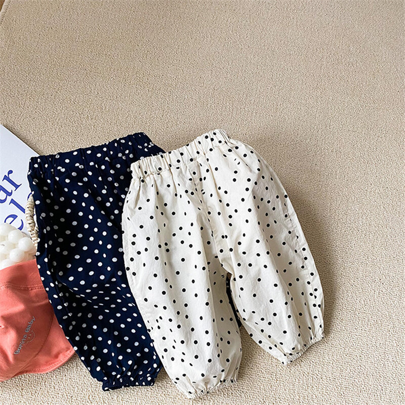 Pakaian Bayi Baru Lahir Musim Panas 2021 Celana Panjang Anti Nyamuk Bayi Polka Dot Celana Kasual Tipis Longgar Katun Anak Perempuan Anak Laki-laki Balita
