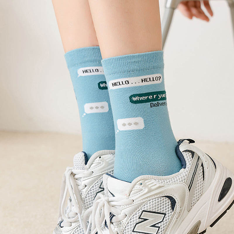 Street Fashion Frau Mädchen Kurze Socken Brief Anruf Aufzeichnungen Junge, Casual,Sport, Kleid, lustige Harajuku Glücklich Socken Neuheit Heißer Verkauf
