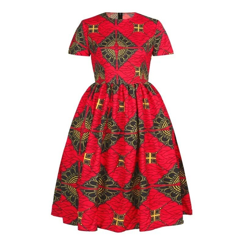 Moda afrykańska Plus rozmiar sukienka dla kobiet krótkie spodenki z nadrukiem Swing kobieta afryka sukienka żółta afryka odzież damska 2020