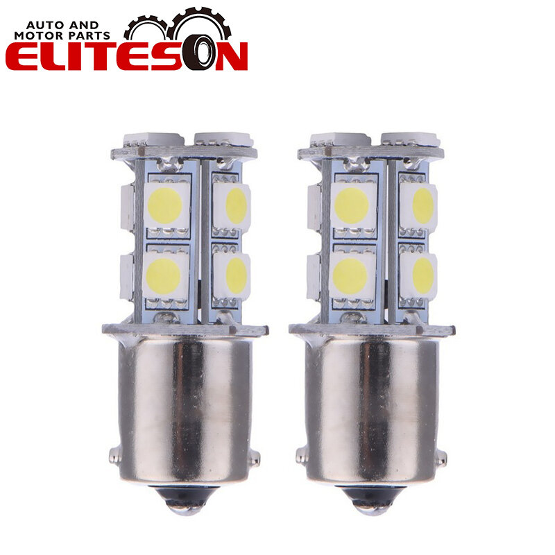Eliteson 2 قطعة 1156 5050 13smd مصباح LED للمكابح أضواء خلفية سيارة بدوره مصباح إشارة BA15S 12V الأبيض عكس وقوف السيارات لمبة R5W اتصال واحدة