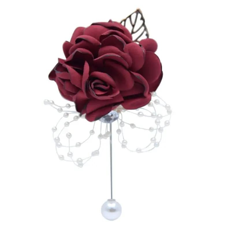 Rose Ivoire robe de mariage fleurs en Boutonnière Corsage rose perles ruban organza