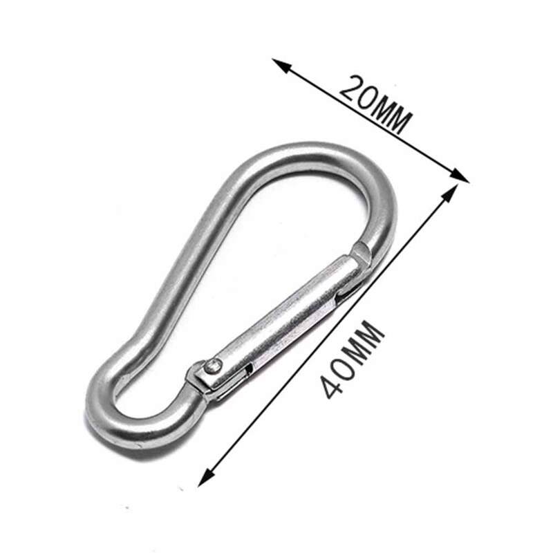 20Pcs Mini Alloy Spring Carabiner Snap Hook Carabiner Clip Keychain EDC Survival Outdoor Camping Tools Silver Size 40*20*3.6mm