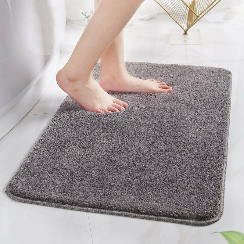 Kue Beludru Warna Solid Karpet Lantai Kamar Mandi Toilet Pintu Tikar Penyerap Non-slip Tikar Lantai Kamar Tidur Tikar Kamar Mandi