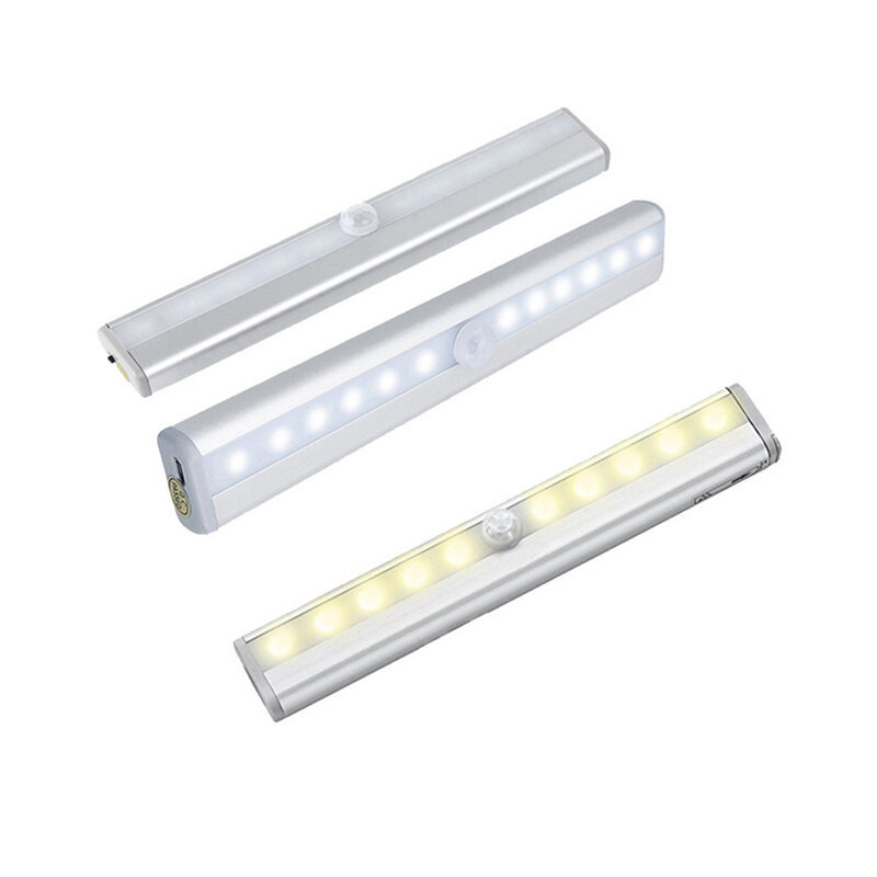 Luminária de LED com sensor de movimento, 6/10 lâmpadas, cristaleira, armário, guarda-roupas, luminária de cama, escada, cozinha