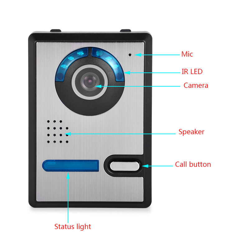Видеодомофон для домашней системы безопасности, 7-дюймовый Wi-Fi-видеодомофон с дистанционной разблокировкой, сенсорный экран, беспроводной ...