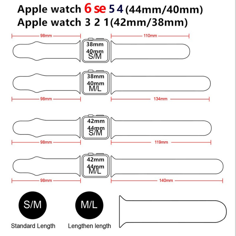 Ремешок силиконовый для apple Watch band 44 мм 40 мм 38 мм 42 мм, резиновый браслет для смарт-часов iWatch 3 4 5 se 6