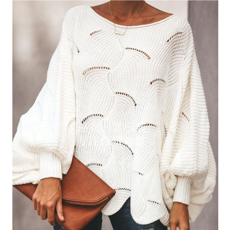 Свободный осенний свитер для женщин, новинка 2021, корейский элегантный вязаный свитер, теплые женские пуловеры оверсайз, модные однотонные Т...