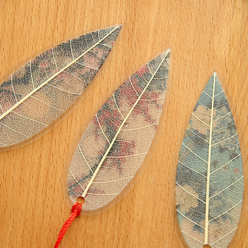 Marcapáginas con flecos de estilo clásico para coleccionistas, marcapáginas de estilo chino con vetas y hojas naturales, papelería creativa, 1 unidad