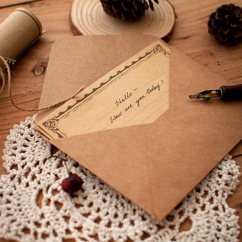 Papier à lettres vintage A5, ensembles de papier artisanal et d'enveloppe, papier kraft de vœux