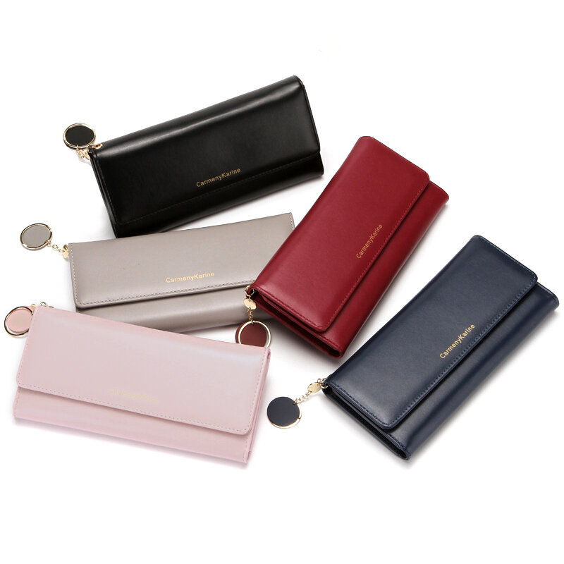Nouvelle mode femmes portefeuilles marque lettre longue Tri-fold portefeuille sac à main en cuir frais femme embrayage porte-carte Cartera Mujer