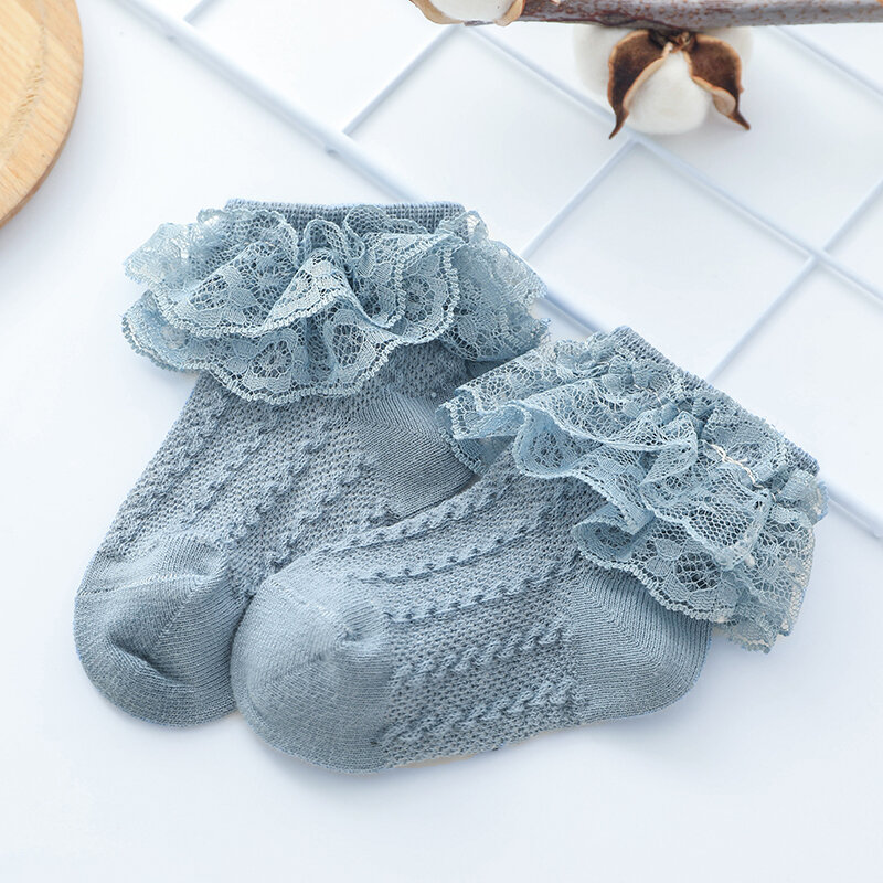 Baby Kids Girls Princess Short Socks Lace Ruffle Frilly Trim Cotton Ankle Sockings