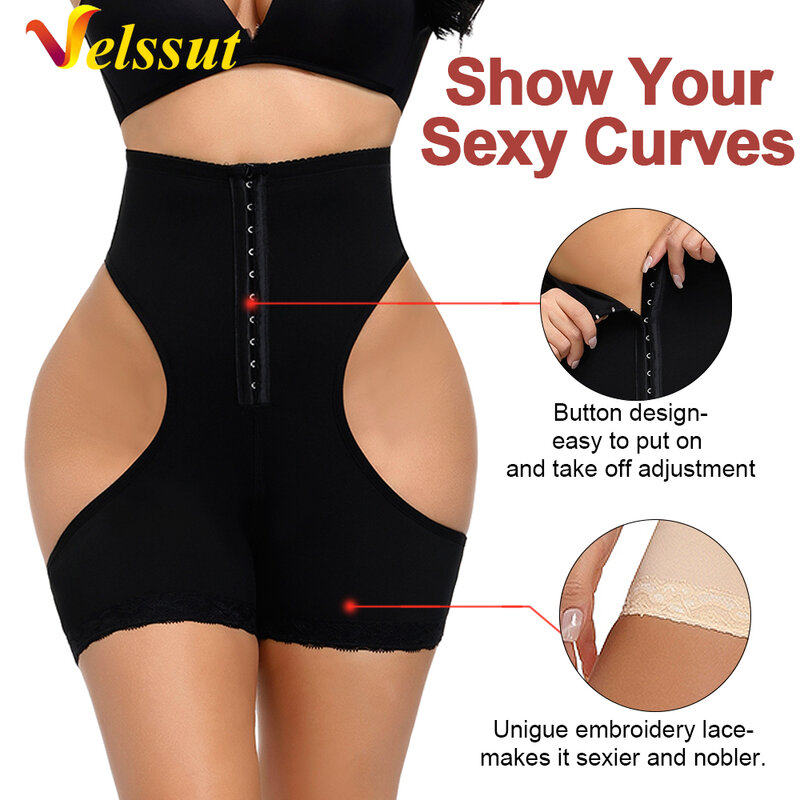 Velssut-bragas levantadoras de glúteos para mujer, Fajas Colombianas, entrenador de cintura, bragas de Control de barriga, potenciador de glúteos, pantalones cortos moldeadores