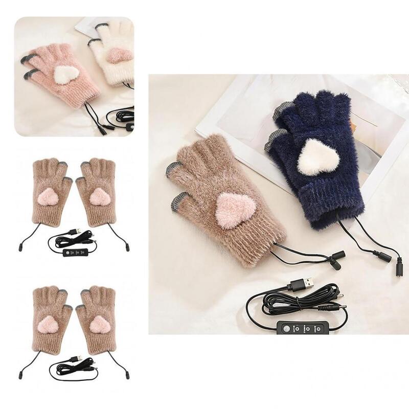 Guanti riscaldati a maglia invernali USB 5V durevoli di lunga durata per escursionismo guanti riscaldati da campeggio guanti riscaldati