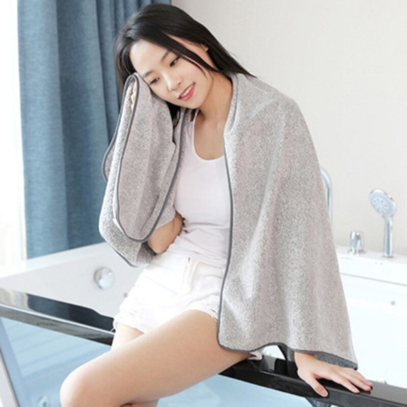Fiapos-livre grande toalha de banho de bambu fibra de carvão absorvente do agregado familiar adulto banho toalha de banho macia engrossada