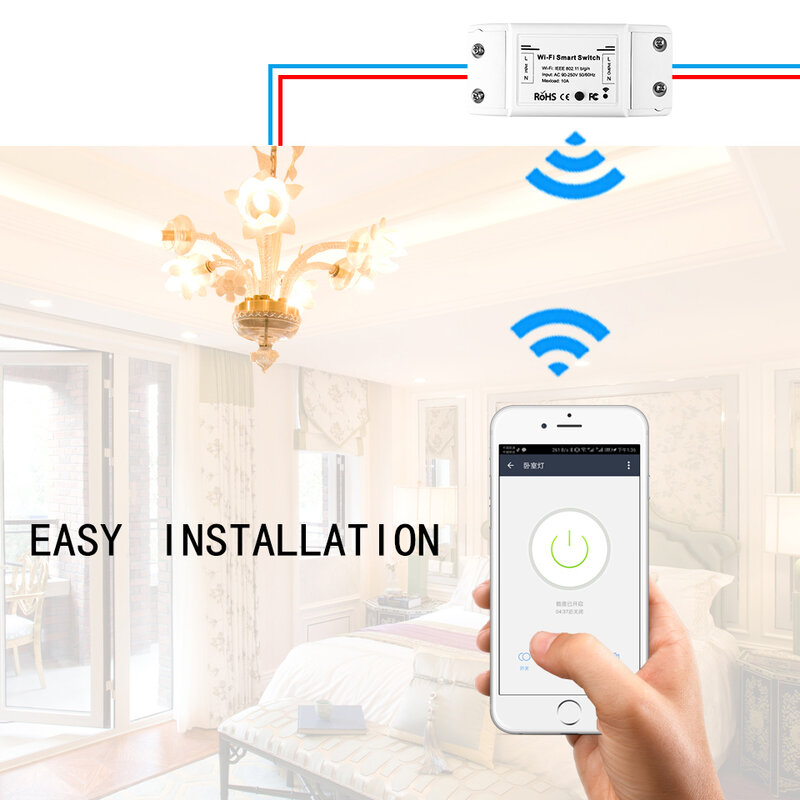 WiFi Module de commutateur de lumière intelligente minuterie de disjoncteur universel bricolage vie intelligente APP télécommande sans fil fonctionne avec Alexa Google Home