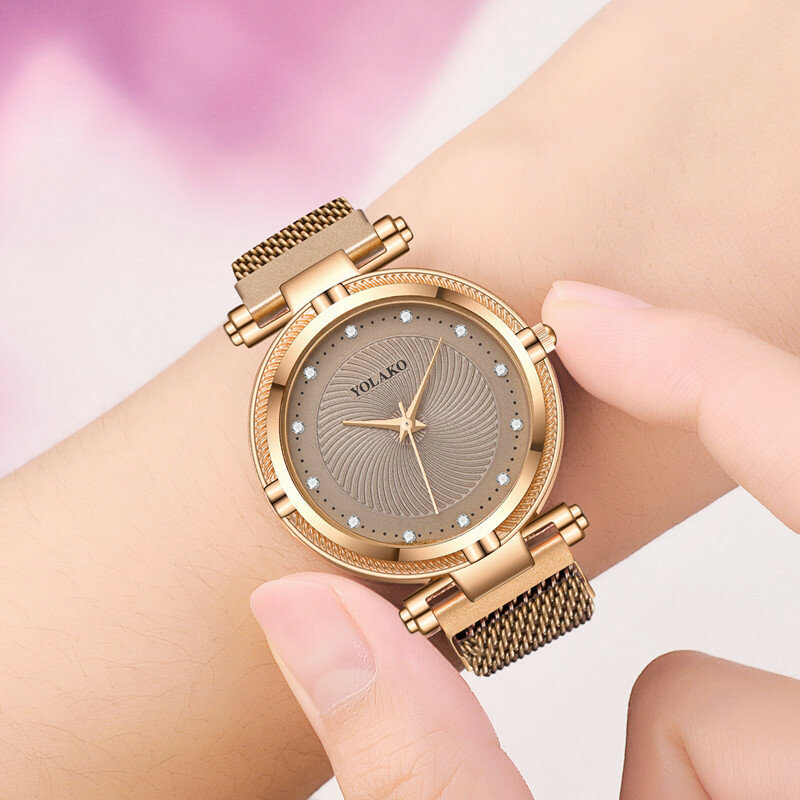 Criativo diamante dial feminino relógios moda loopback ímã fivela senhoras quartzo relógios de pulso simples feminino relógio pulseira presentes