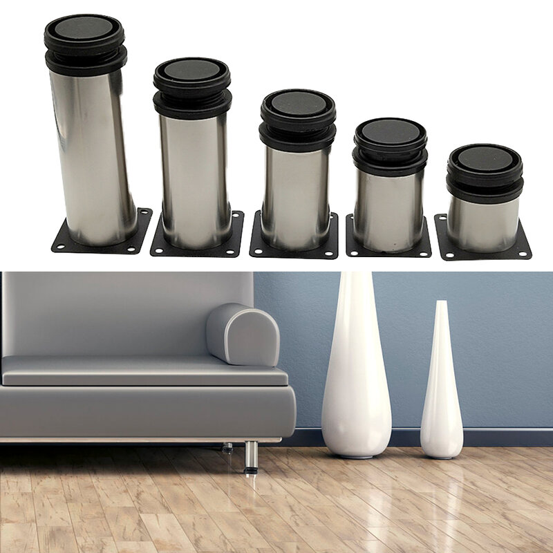 4 pces móveis ajustável pernas de armário de aço inoxidável móveis pés de mesa de armário sofá cama pés de móveis pés