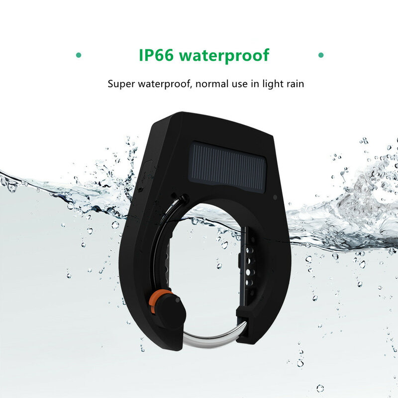 الطاقة الشمسية شحن قفل ذكي IP66 مقاوم للماء الذكية دراجة قفل حدوة الحصان قفل عالمي بدون مفتاح بلوتوث الذكية إنذار
