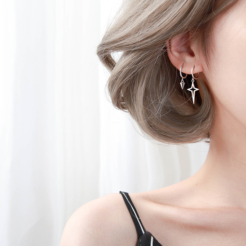 Boucles d'oreilles créoles en argent Sterling pour femmes, personnalisées, à la mode, coréennes, gracieuses, influenceur en ligne, Clip d'oreille, nouvelle collection 2021