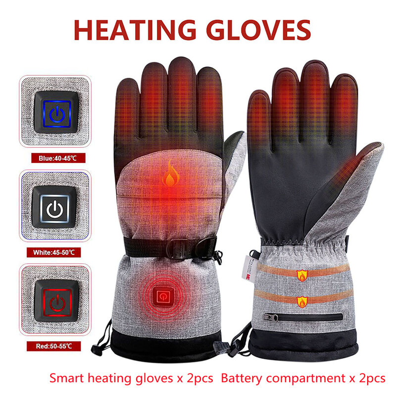 Electric Thermal Ski Gloves Rechargeable Battery Thermal Heated Gloves Cycling Motorcycle Bicycle Gloves Unisex Winter Gloves