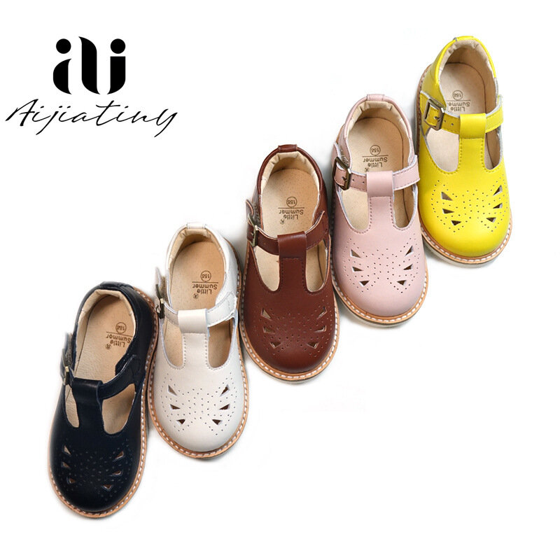Sandália infantil antiderrapante de couro, sapatos casuais para meninos, meninas e bebês, princesa, respirável