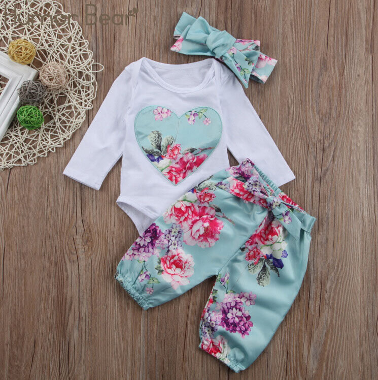 Conjunto de roupas primavera infantil com urso, roupas para crianças e bebês, conjuntos de roupas de algodão para meninas