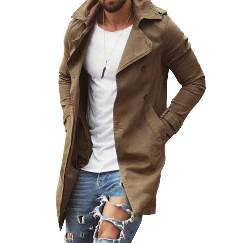 Mens Trench Coat Jacket Plus Size 4XL Outwear Casual Long Overcoat Jackets for Men Clothing 2020 Spring Autumn Fashion Men