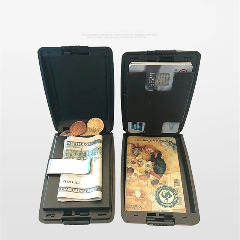 1pc metal de alumínio anti-scan rfid bloqueio de crédito carteira titular de proteção de cartão de visita caso hree fold metal cartão carteira