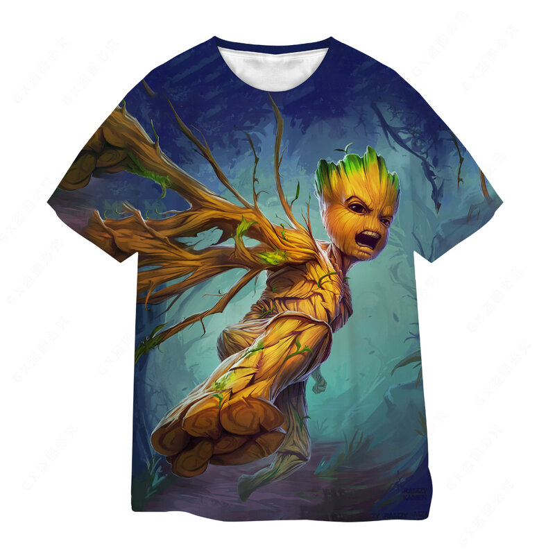 Marvel 뜨거운 판매 t-셔츠 Grut 인쇄 된 t-셔츠 남자 Unisex 행성 슈퍼 히어로 영화 갤럭시 가디언 재미 있은 소설 3D t-셔츠 위로
