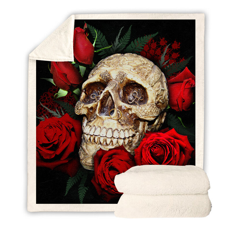 Flower Of Death Skull 3D Print fashion Travel Animal Wearable Bedding Fleece Throw Blanket Home Office Washable Adult