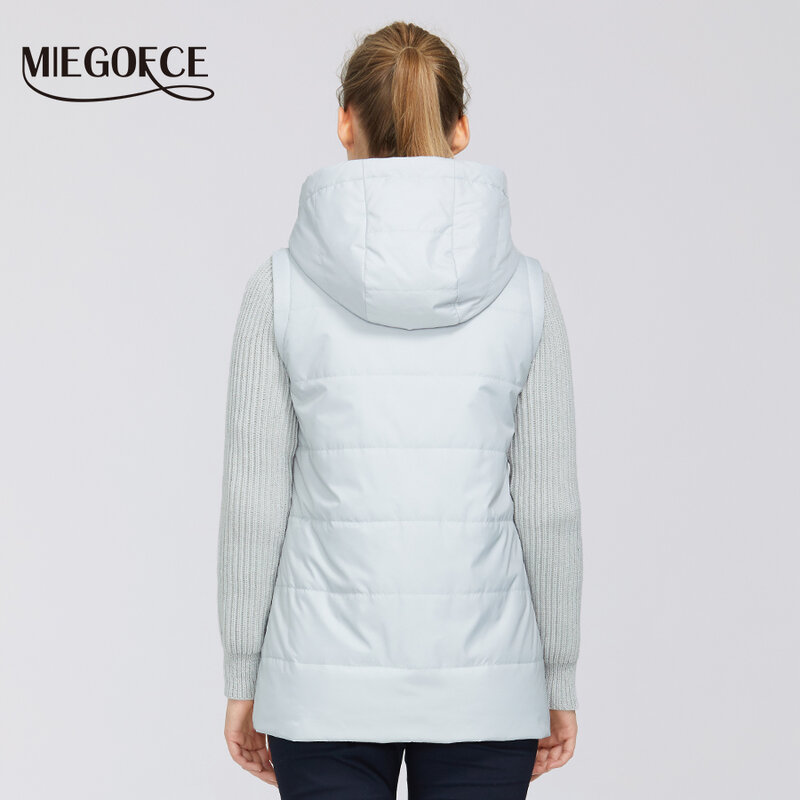 Miegofce 2020 nova primavera coleção feminina jaqueta à prova de vento duplo-material com zíper jaqueta shortthwith colar resistente