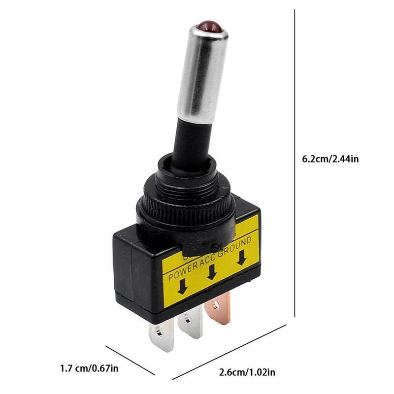 Interruptor de botón para modificación de coche, interruptor de palanca con luz, 12V, 20A, 5 uds.