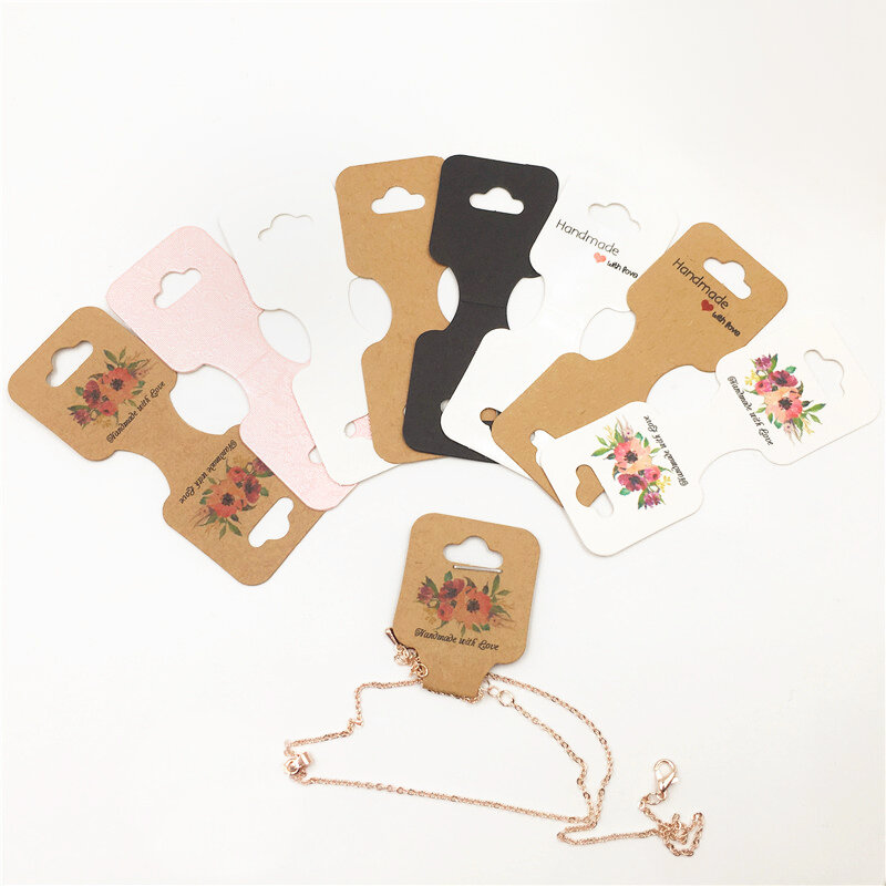 Etiqueta plegable para collar, pulsera de exhibición de joyería colorida, mármol, cartón, tarjeta de embalaje de regalo DIY, 10-50 piezas, 9x3,5 cm