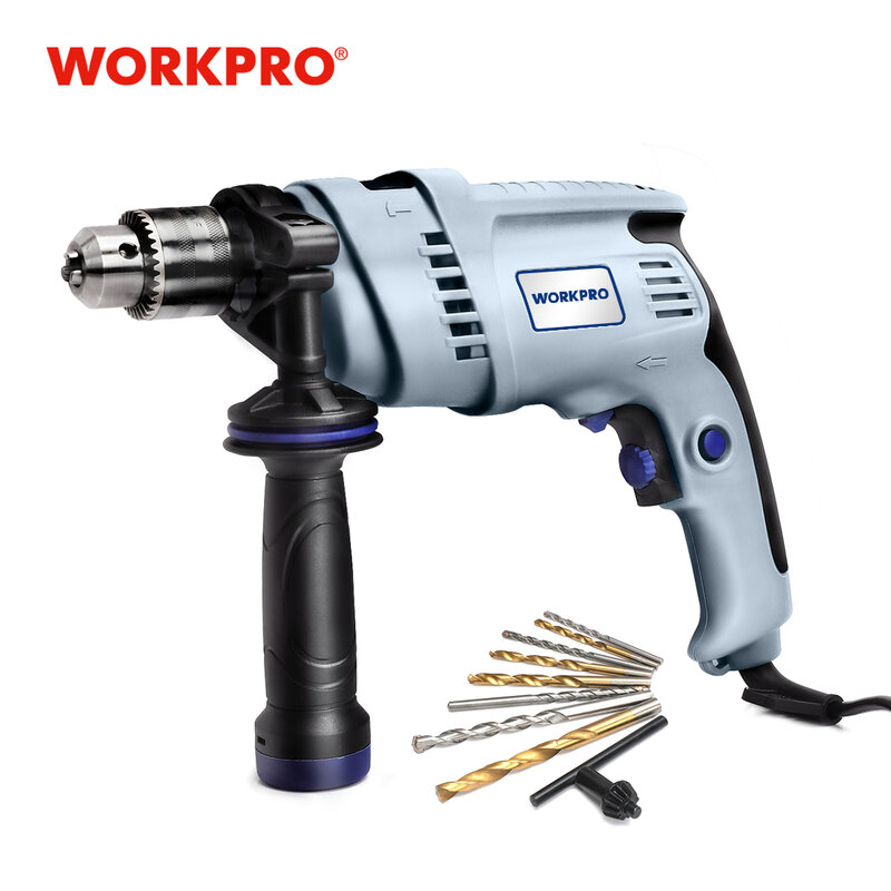 WORKPRO 220V Electric Impact Drill Power Hammer Drill Electric Drill with 9PC Drill Bits