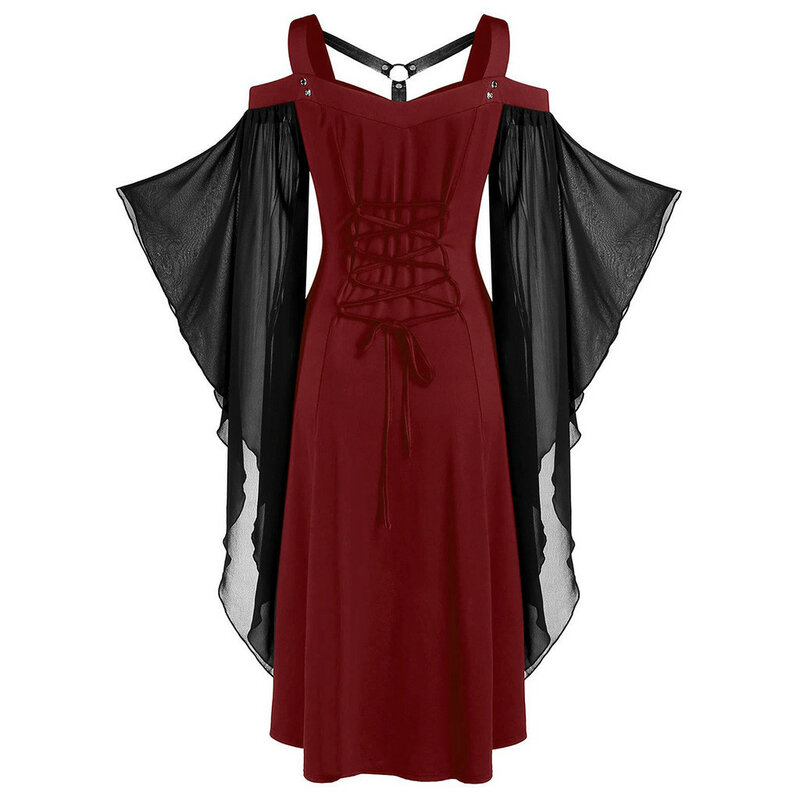 Женское платье с открытыми плечами, винтажное платье в готическом стиле