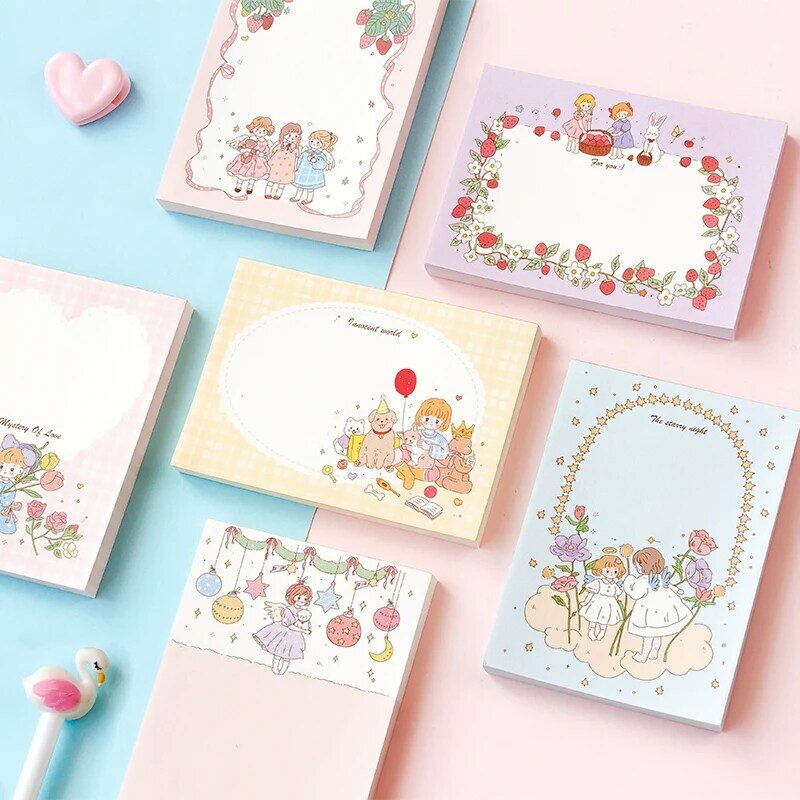100Sheets Sweet Girls Daily Life Memo Pad Writing Message Notes Decorative Notepad Note Students Stationery Office Supplies Gift
