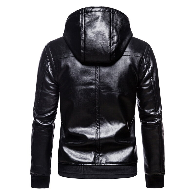 Plus Size Men's Fur Coat Trend Hooded Leather Jacket Men