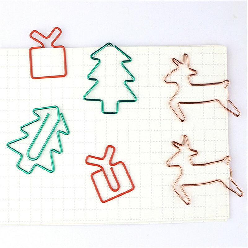 15pcs Christmas Paper Clips Escolar Bookmarks Photo Memo Ticket Clip Stationery School Supplies Gifts